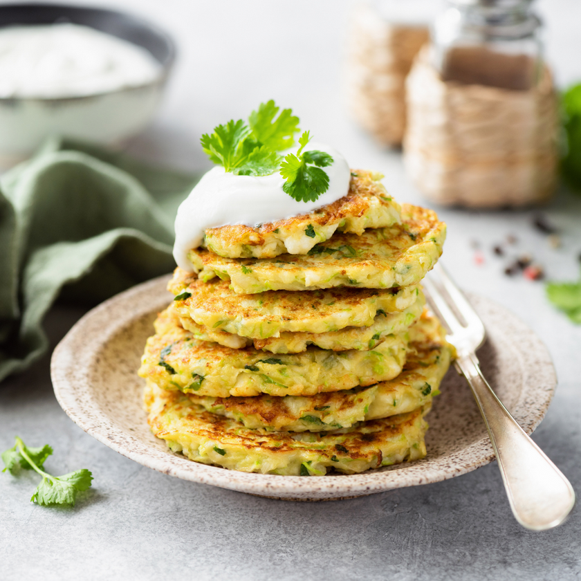 Sweetcorn, Courgette and Feta Fritters with Roasted Vegetables